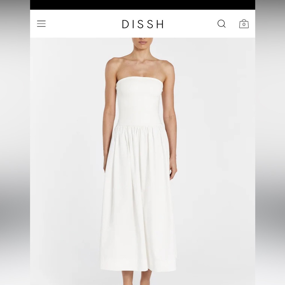 DISSH white Sophie strapless midi dress
